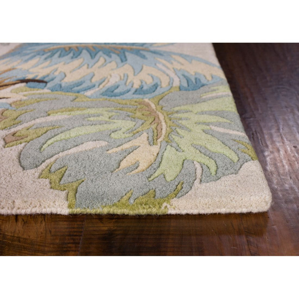KAS Havana 2630 Ivory/Blue Oasis Area Rug, 5'x8'