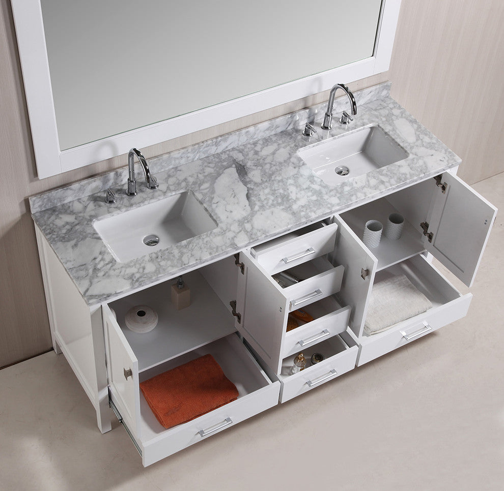 London 72" Double Sink Vanity Set, White