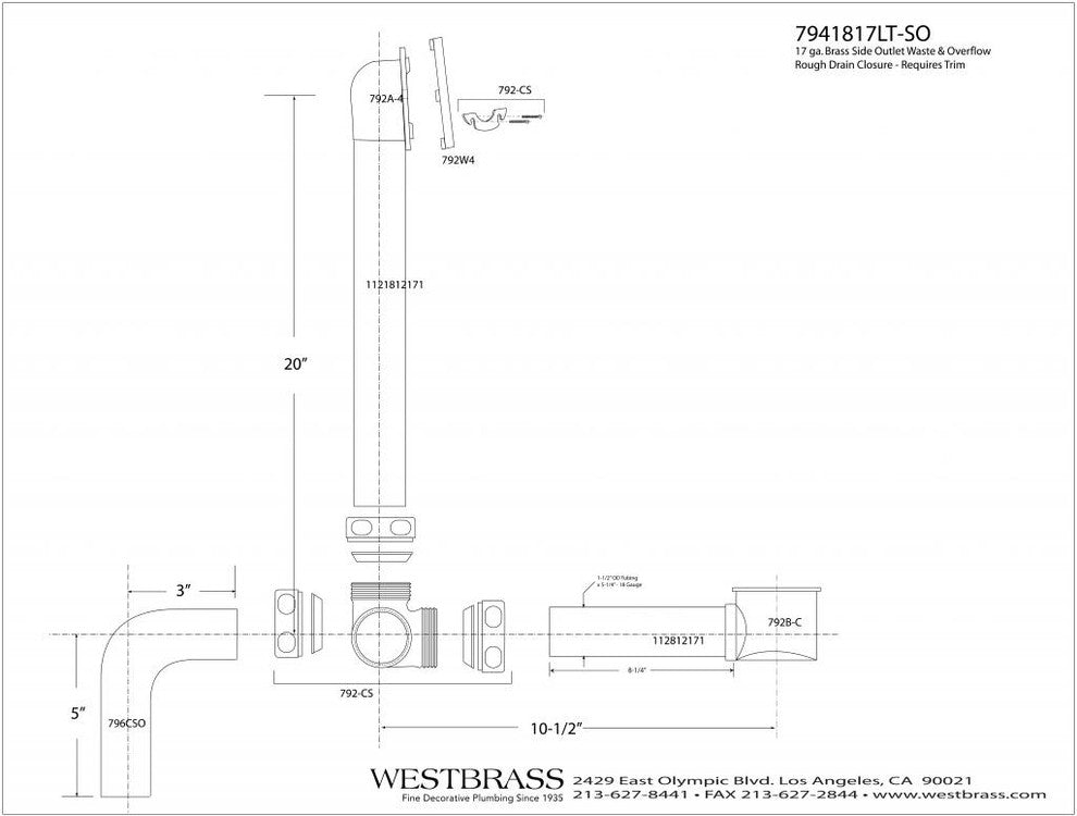 Side Outlet Overflow With Tip-Toe Trim And 2-Hole Overflow Cover, Satin Nickel