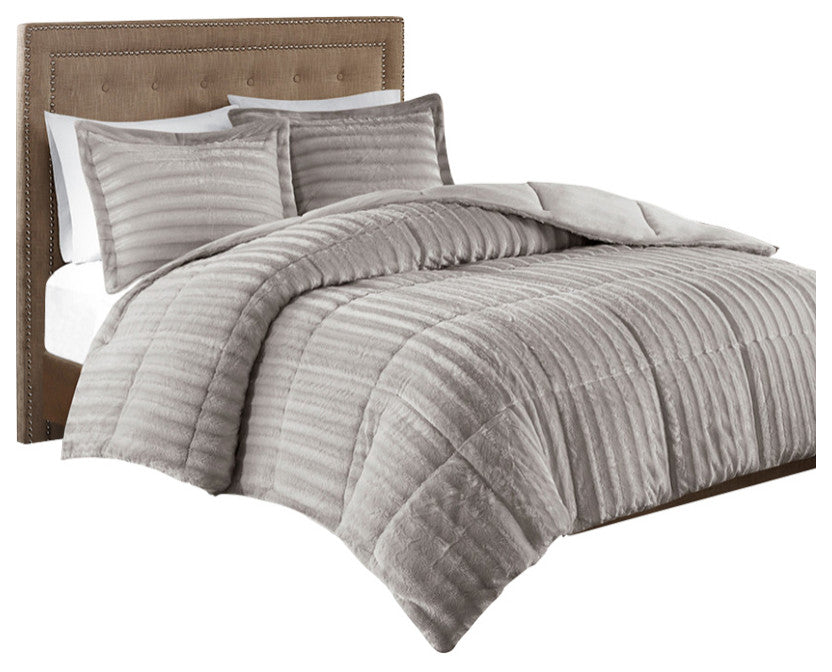 Madison Park Duke Dux Faux Fur 3-Piece Comforter Mini Set