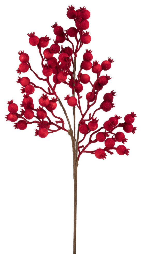 Vickerman L183304 22" Red Flock Berry Outdoor Artificial Christmas Spray