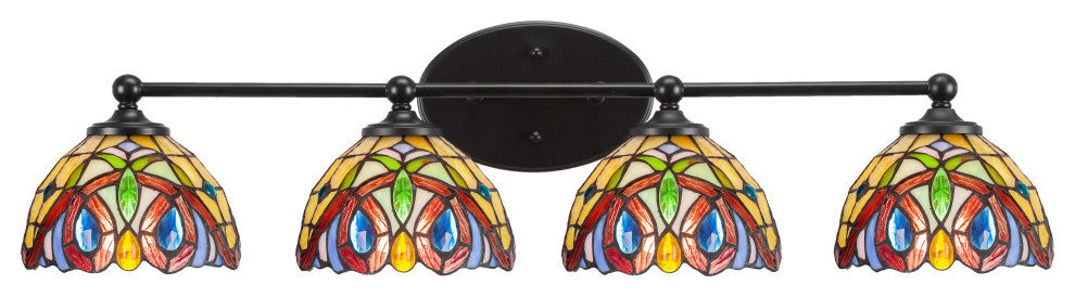 Capri 4-Light Bath Bar, Matte Black/Lynx Art