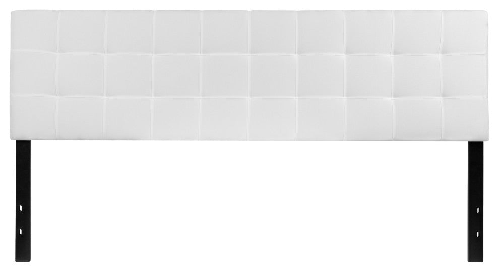 Bedford Tufted Upholstered King Size Headboard in White Fabric