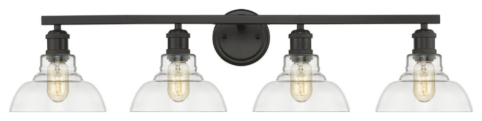 Golden Lighting 0305-BA4 Carver 4 Light 8"W Vanity Light - Black / Clear