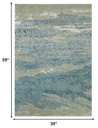 3"x5" Blue Sage Impressionistic Ocean Area Rug