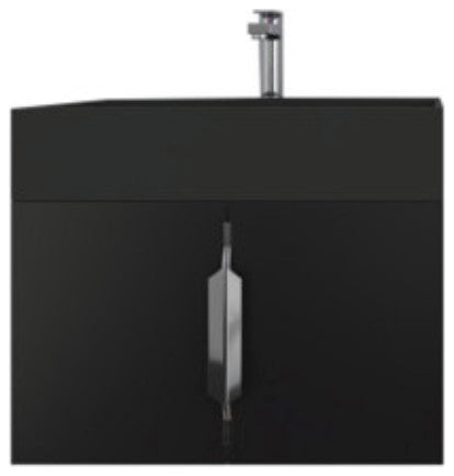 CastelloUSA Amazon 24" Wall Mounted Bathroom Vanity Set, Black, Black Top, Chrome Handles
