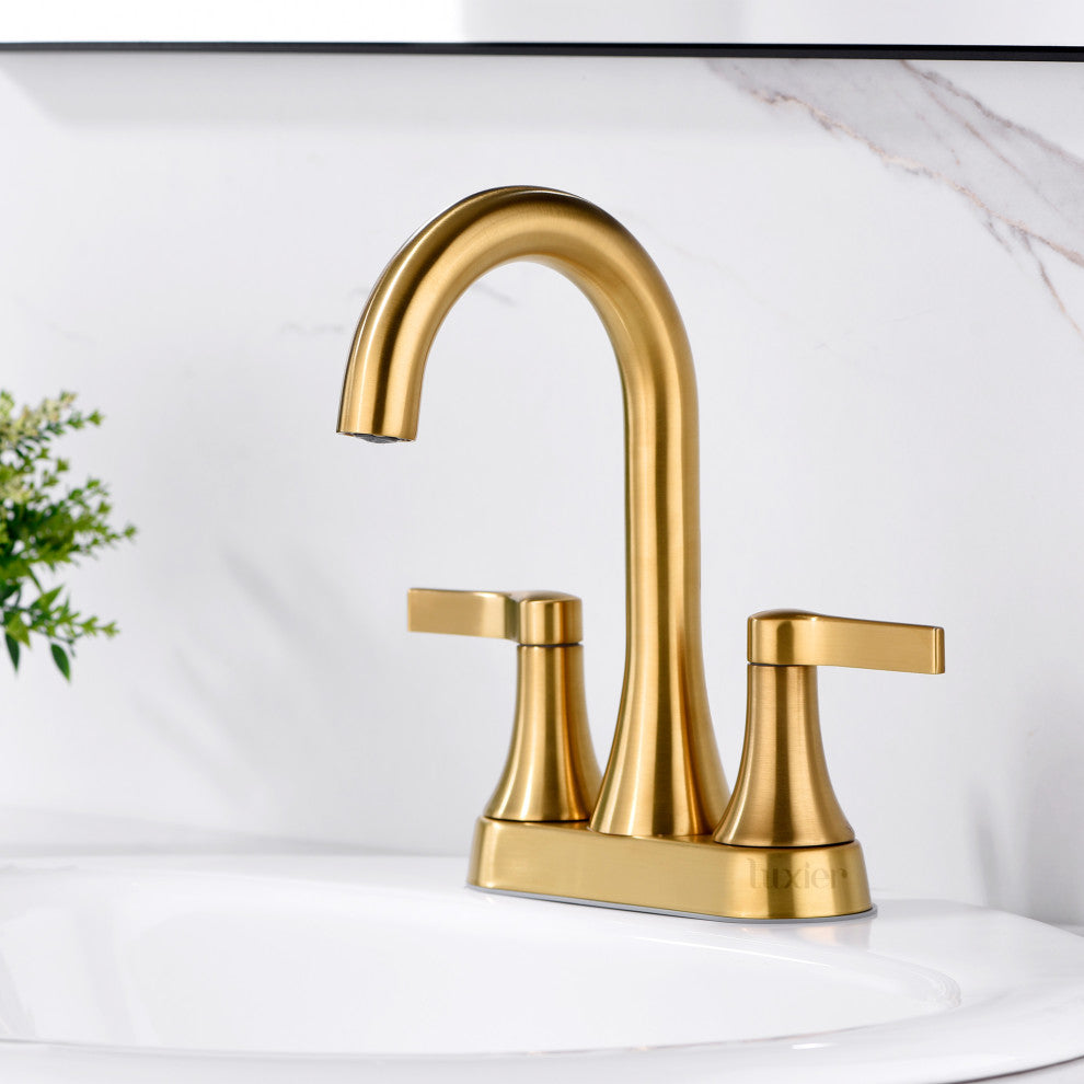 Luxier MSC11-T Single-Handle Bathroom Faucet With Drain, Brushed Gold