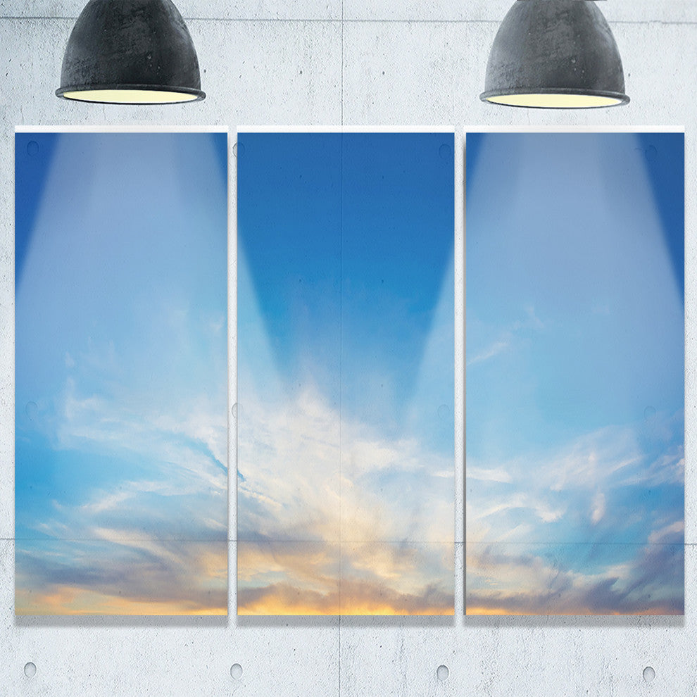 "Bright Blue Evening Sky Panorama" Metal Wall Art, 3 Panels, 36"x28"