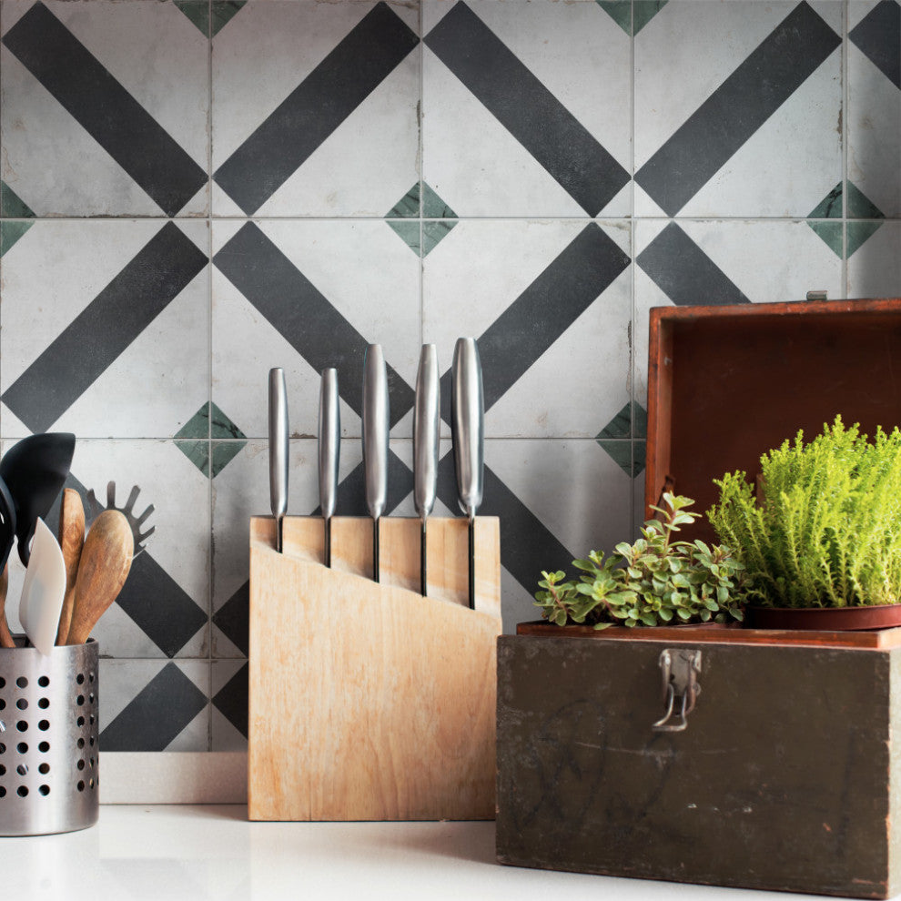 Renaissance Deco Emerald Frame Porcelain Floor and Wall Tile