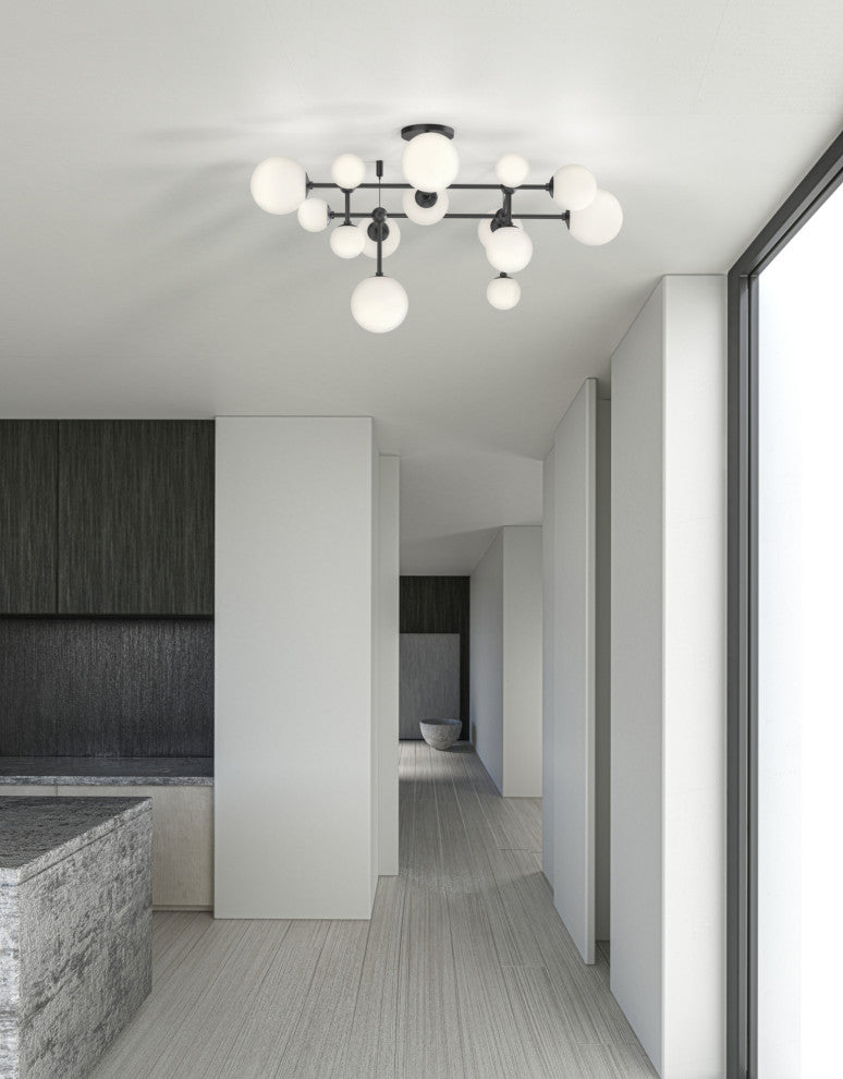 Sonneman 2069 Sabon 15 Light 36"W LED Semi-Flush Ceiling Fixture - Satin Nickel