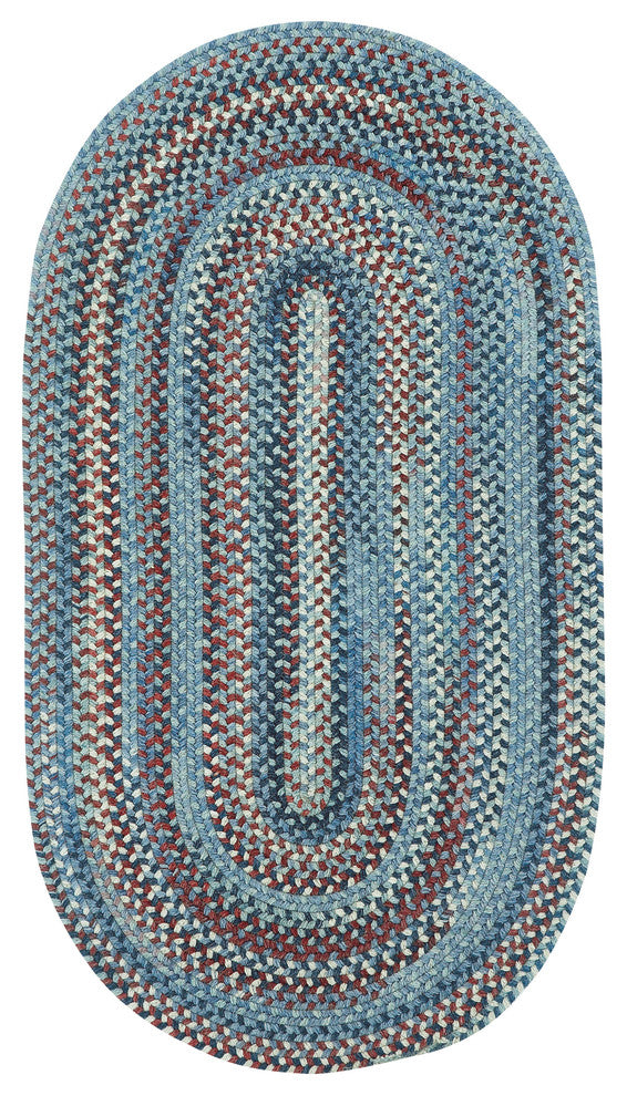 Kill Devil Hill Braided Oval Rug, Blue, 8'x11'