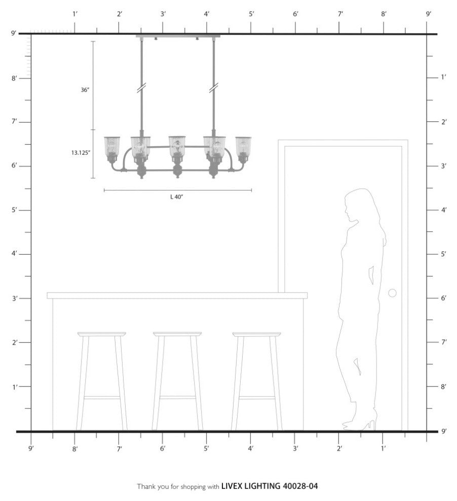 Livex Lighting Lawrenceville 8 Light Linear Chandelier