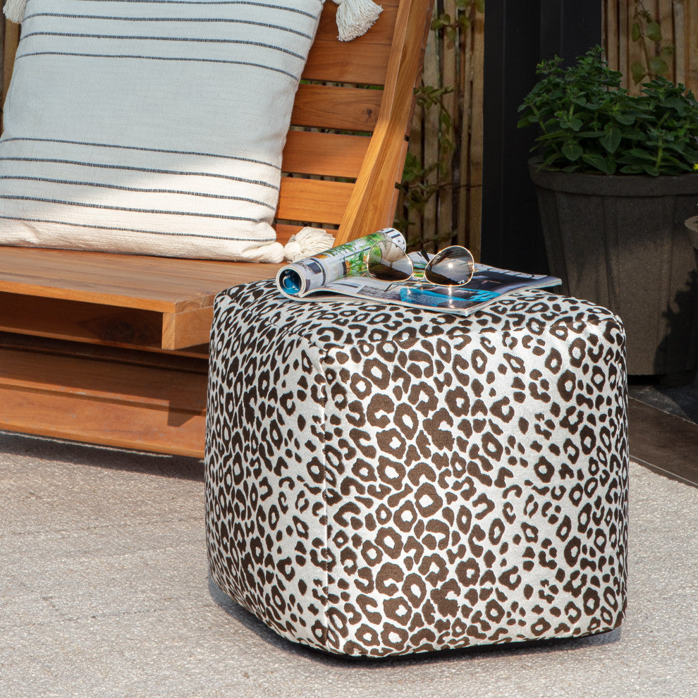 Amur Brown 18" x 18" x 18" Red and Ivory Pouf
