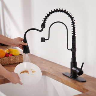 Kitchen Faucet Sink Mixer Faucet Pull Down Sprayer Single Handle 1.8 GPM, Matte Black