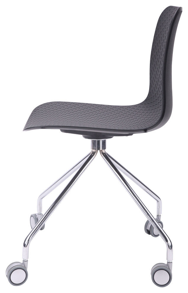 Hebe Series Office Chairs Molded Seat With Chrome Wheel Leg, Set of 2, Black
