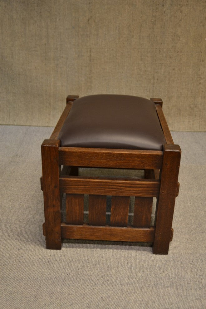 Mission Style Stool Mission Style Foot Stool Solid Oak and Leather