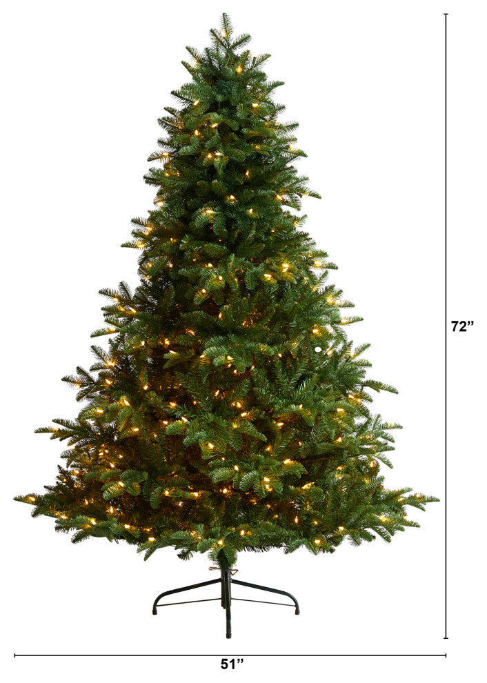 6' South Carolina Spruce Faux Xmas Tree W/White Warm Lights & Bendable Branches