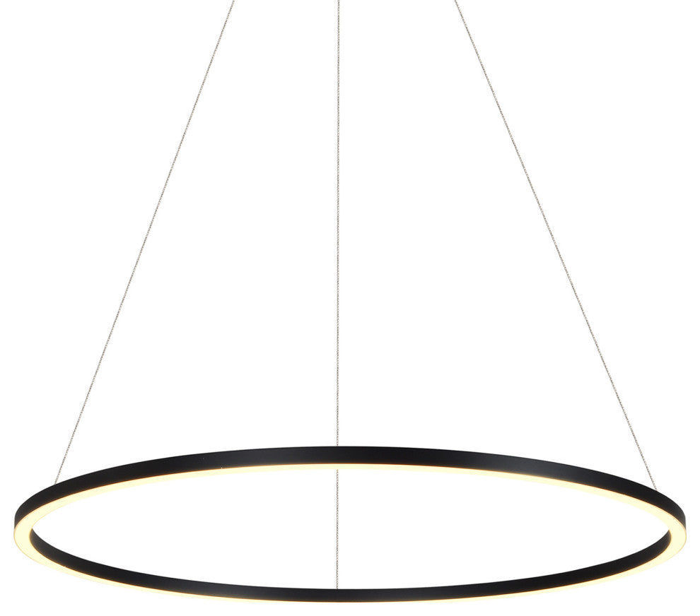 39" Tania LED Circular Chandelier, Adjustable Suspension Fixture, Black