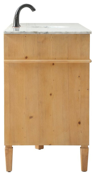 Home Living Vanity with Carrara White Marble Countertop, Natural Wood, 60", Single Sink