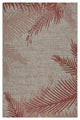 8" x 9" Red Palm Leaves Indoor Outdoor Area Rug