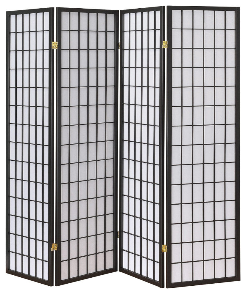 4 Panel Folding Floor Screen, Dark Gray and White