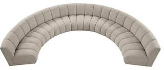 Infinity Black Boucle Fabric Upholstered Arc Shaped Modular Sectional, Brown, 7-Piece, Arc-Shaped