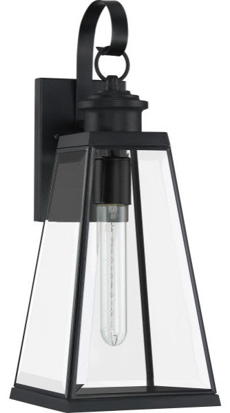 Quoizel PAX8407MBK One Light Outdoor Wall Lantern, Matte Black Finish