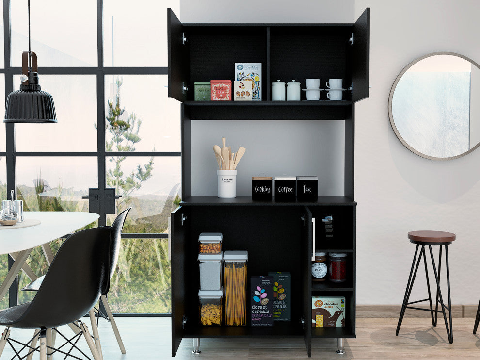 Colorado Multipurpose Pantry Cabinet with Open Counter & Three Open Shelves