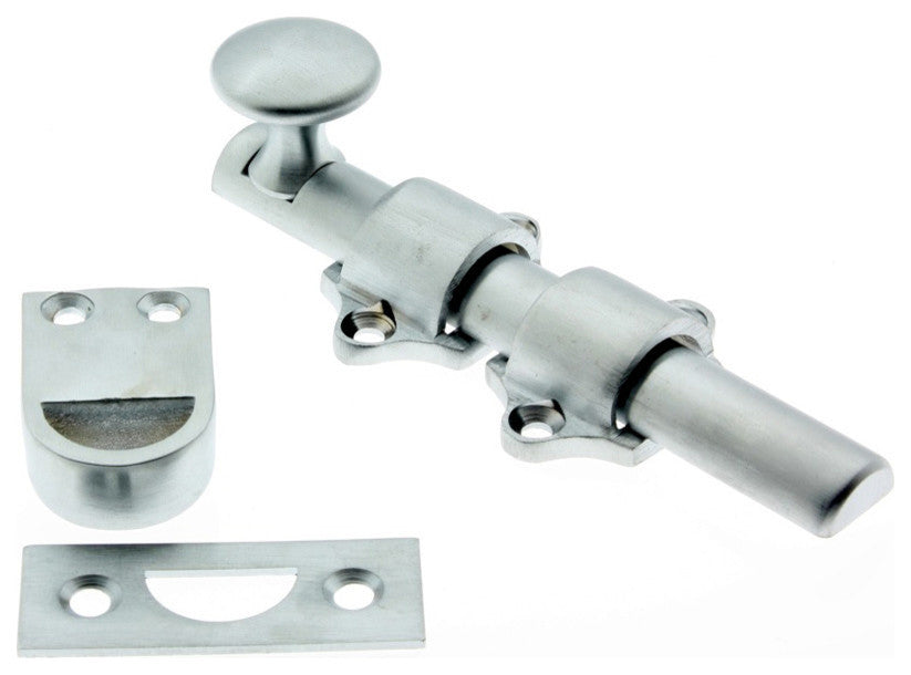 Genuine Solid Brass 4" Dutch Door Bolt, Satin Chrome