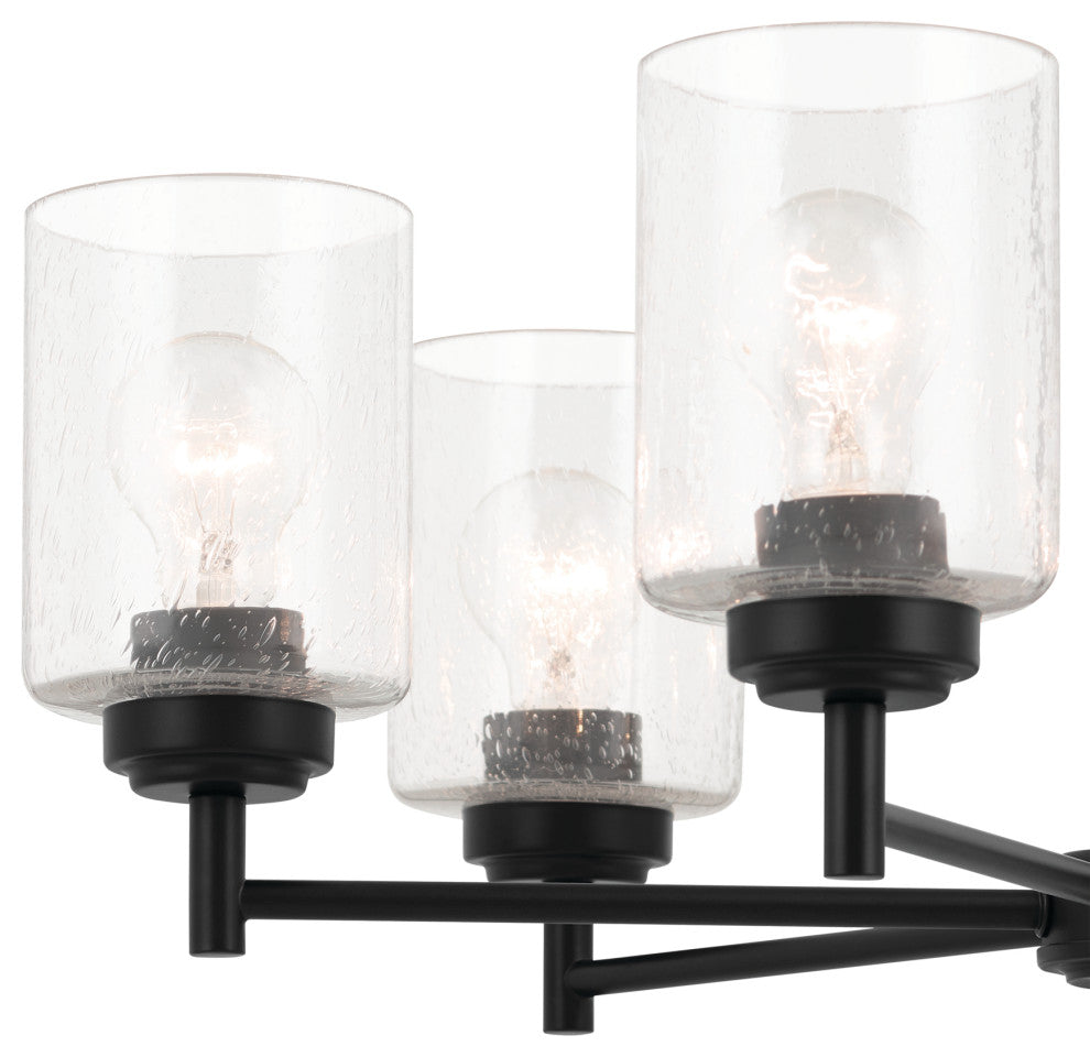 Winslow 26" 6 Light Chandelier With Clear Seeded Glass, Black