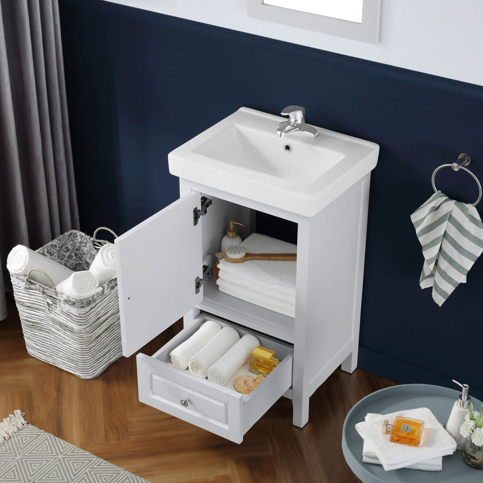 Balvin Single Vanity With Porcelain Top, 20", Dove Gray