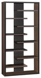 Expressive Wooden Bookcase With Center Back Panel, Brown