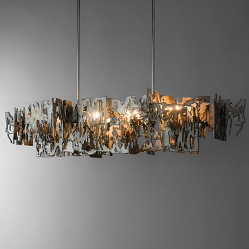 Acquanegra Cremonese | Postmodern Grey/Gold Metal Art Rectangle Chandelier, Golden, L47.2", Warm Light, Dimmable