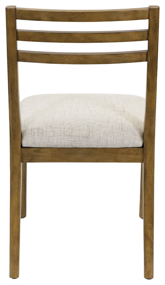 Two Wood Modern Slat Back Chairs, Set of 2, Brown