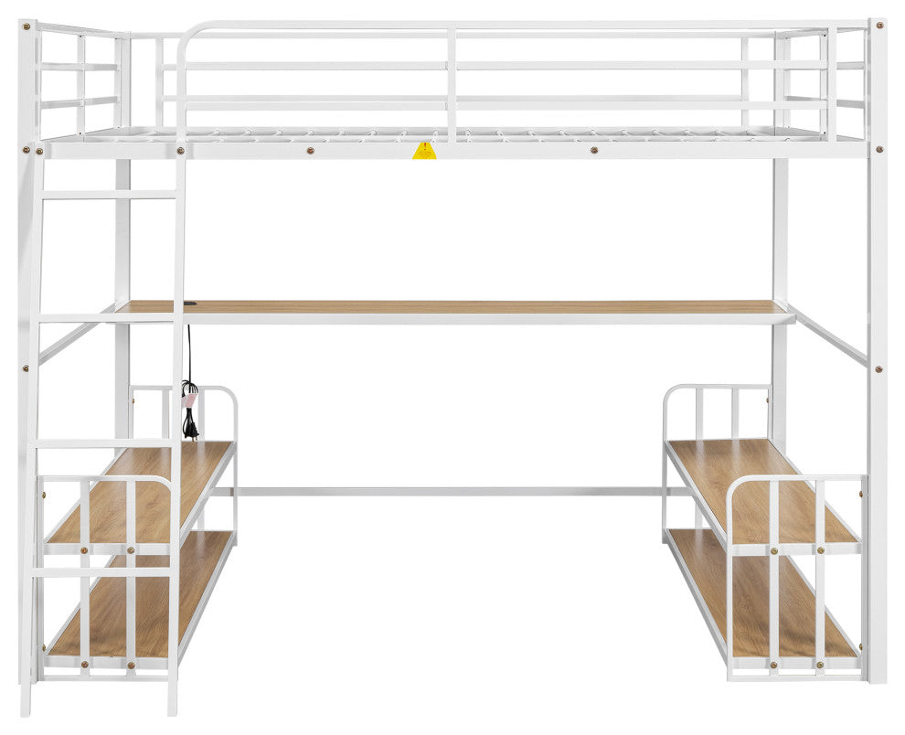 Gewnee Full Size Metal Loft Bed with Desk