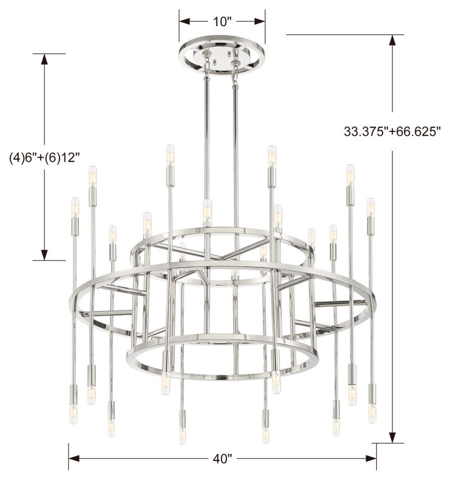 Aries 20 Light Polished Nickel Chandelier