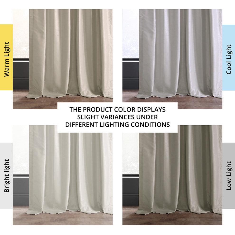 Vintage FauxDupioni Silk Curtain, Single Panel, Mist Gray, 50"x108"