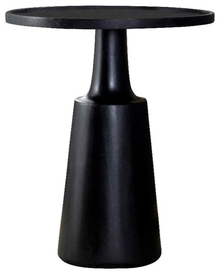 Coaster Ixia 20" Round Pedestal Wood Accent Table in Black Stain