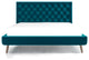 Ashley Midcentury Velvet Tufted Solid Wood Platform Bed, Teal, Queen