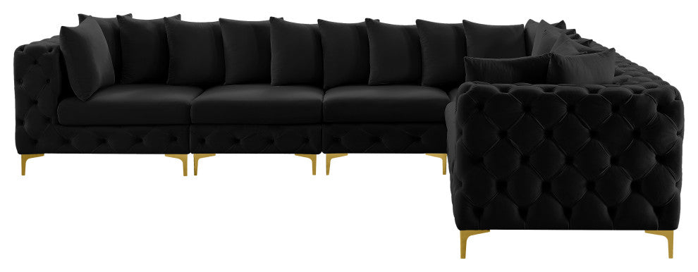 Tremblay Modular Sectional, Black, L-Shaped, 6-Piece: Armless (3), Corner (3)