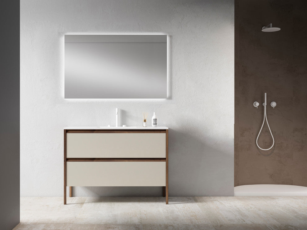 Ikon Modern Standing Bathroom Vanity, Matt Cotton, 48" 2dr
