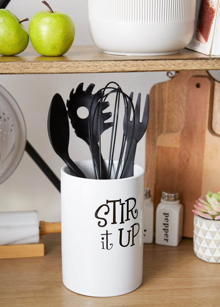 DII White Stir It Up Ceramic Utensil Holder