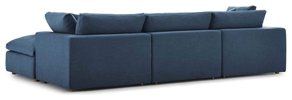 Commix Down Filled Overstuffed 4 Piece Sectional Sofa Set, Azure