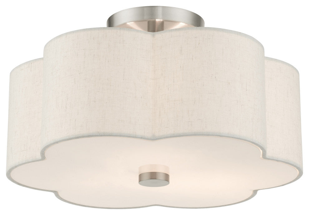 Brushed Nickel French Country, Floral, Transitional, Semi Flush