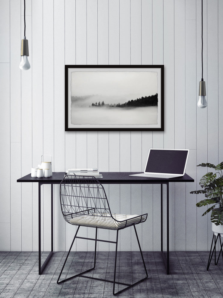 "Foggy Dark Mountains" Framed Painting Print, 36x24