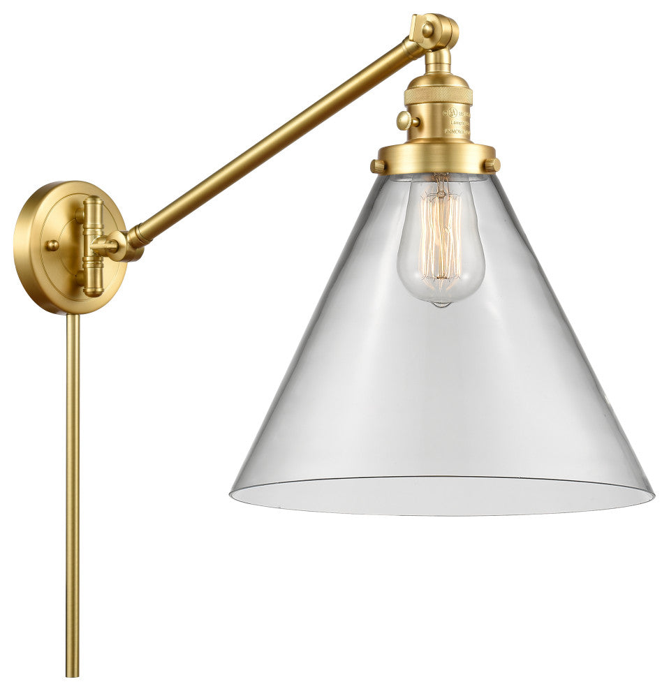 Cone Swing Arm With Switch, Satin Gold, Clear, Clear
