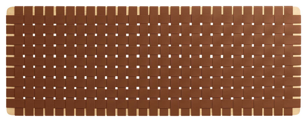 Sparta Weave Wall-Mount Vegan Leather Queen Headboard, Natural Brown