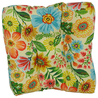 19" Squared Patterned Tufted Dining Chair Cushions, Set of 2, Gregoire Chamomile