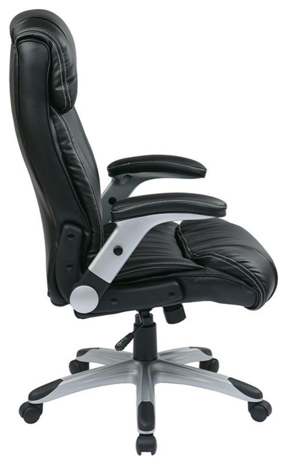 Bonded Leather Office Chair in Silver and Black