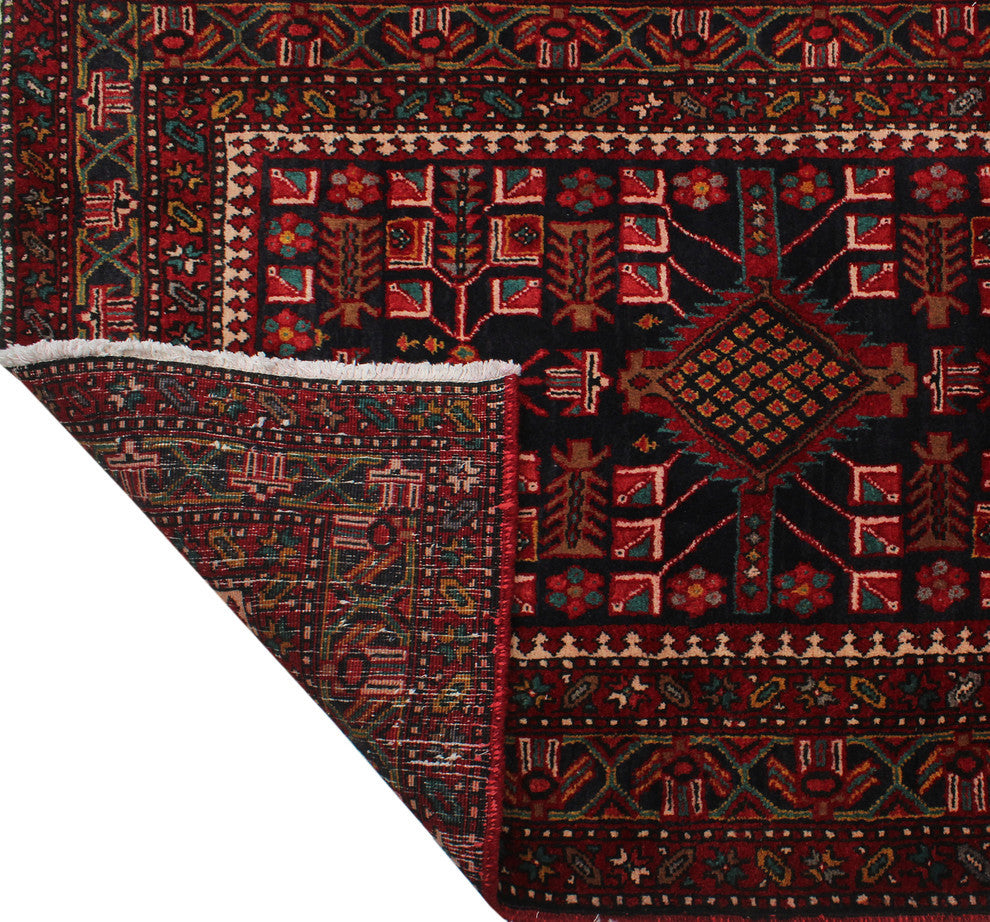 Fine Vintage Distressed Akdas Blue Runner, 3'7x11'2